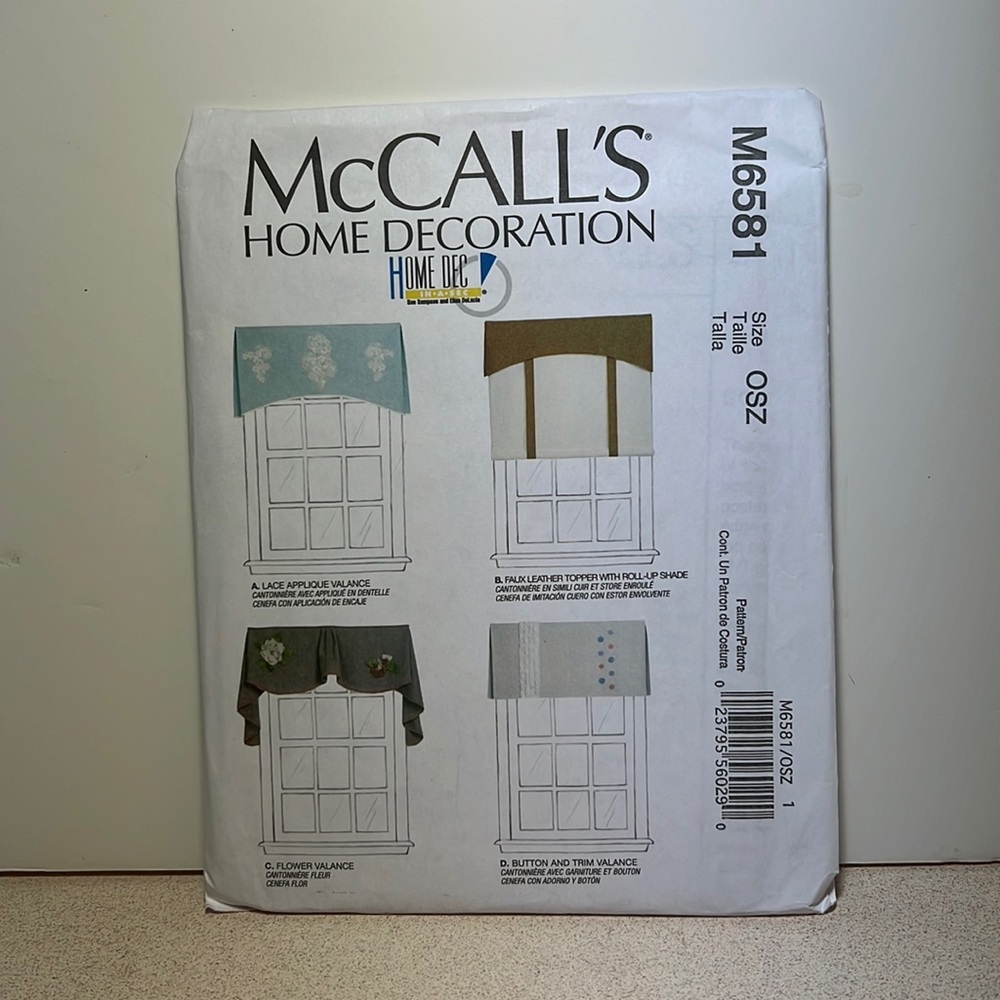 MCCall’s sewing patterns M6581 curtain valances